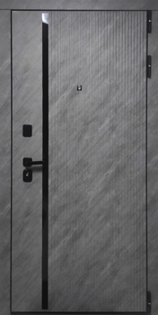 Стальная дверь с панелями МДФ «камень» с черной вертикальной полосой